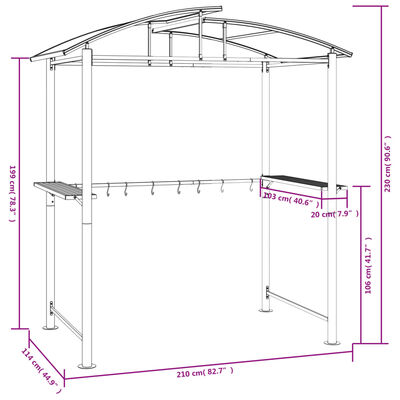 vidaXL BBQ Gazebo with Side Shelves Anthracite 210x114x230 cm Steel,  vidaXL BBQ Gazebo with Side Shelves Anthracite 210x114x230 cm Steel