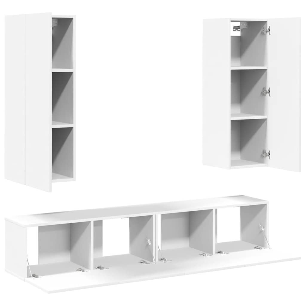 vidaXL 4 Piece TV Cabinet Set White Engineered Wood