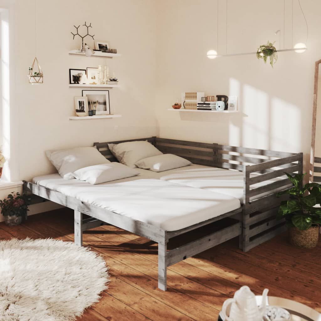 vidaXL Pull-out Day Bed without Mattress Grey 2x(90x200)cm