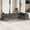 vidaXL 8 Piece Garden Sofa Set with Cushions Grey Poly Rattan
