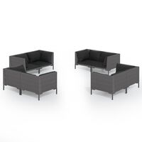 vidaXL 8 Piece Garden Lounge Set with Cushions Poly Rattan Dark Grey