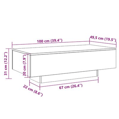 vidaXL Coffee Table Concrete Grey 100x49.5x31 cm Engineered Wood, concrete grey vidaXL Coffee Table Concrete Grey 100x49.5x31 cm Engineered Wood