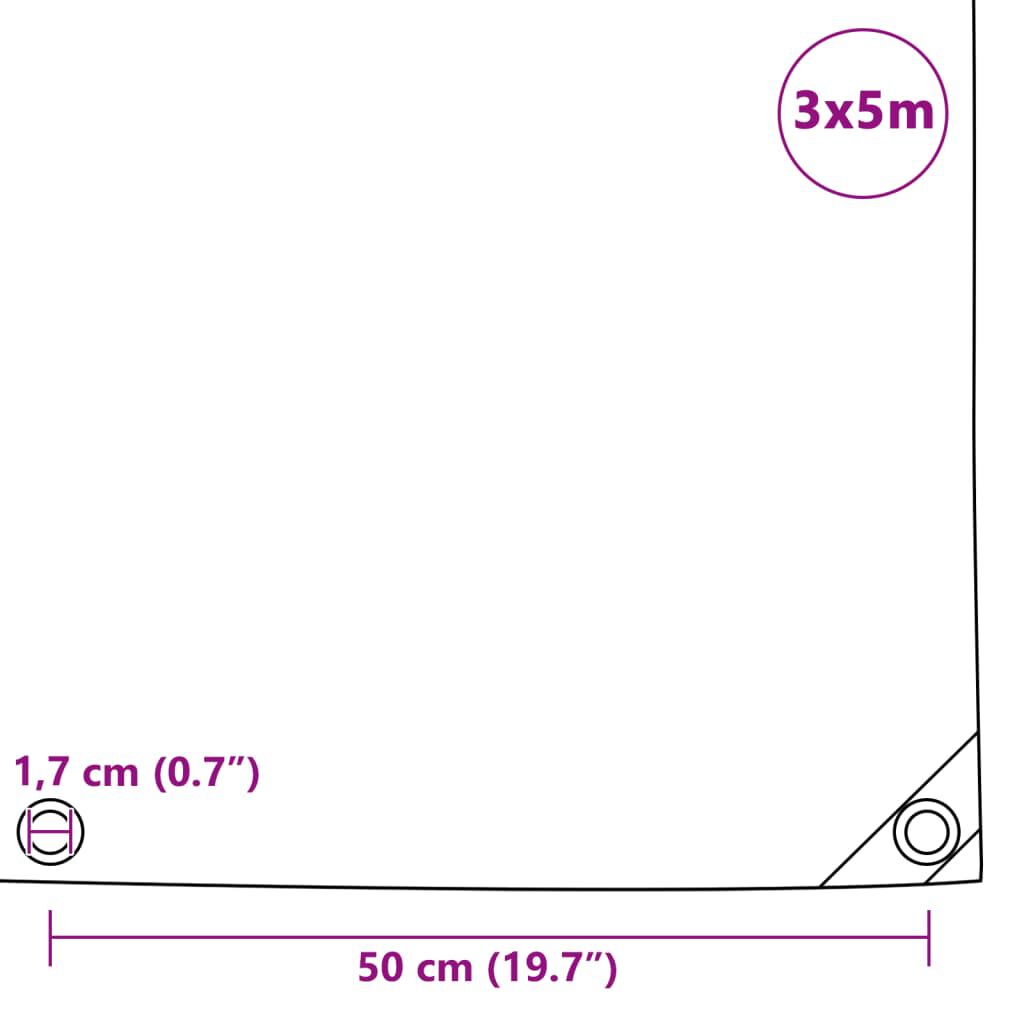 vidaXL Tarpaulin 650 g/m² 3x5 m Grey