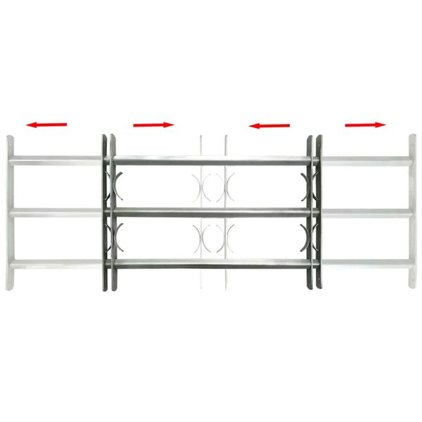 Adjustable Security Grille for Windows with 3 Crossbars 500-650 mm