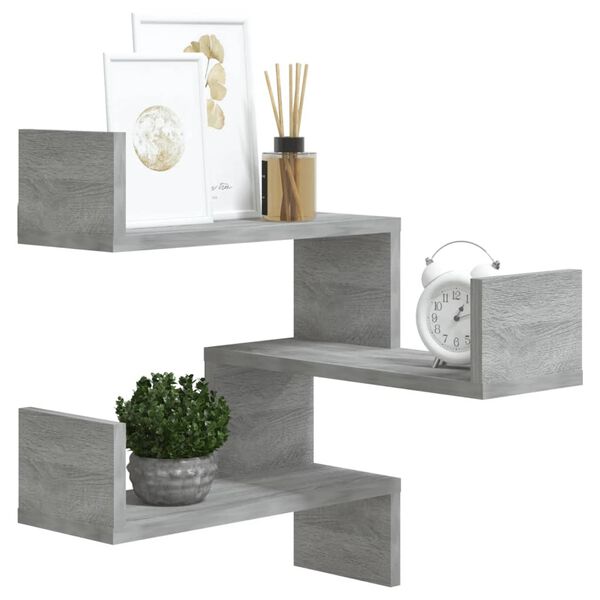 vidaXL Wall Corner Shelf Grey Sonoma 40x40x50 cm Engineered Wood