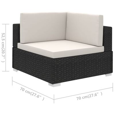 vidaXL 6 Piece Garden Lounge Set with Cushions Poly Rattan Black, black and white vidaXL 6 Piece Garden Lounge Set with Cushions Poly Rattan Black