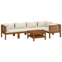 vidaXL 6 Piece Garden Lounge Set with Cream Cushion Solid Acacia Wood, cream vidaXL 6 Piece Garden Lounge Set with Cream Cushion Solid Acacia Wood