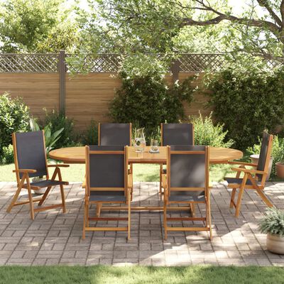 vidaXL 7 Piece Garden Dining Set Solid Wood Acacia and Textilene,  vidaXL 7 Piece Garden Dining Set Solid Wood Acacia and Textilene