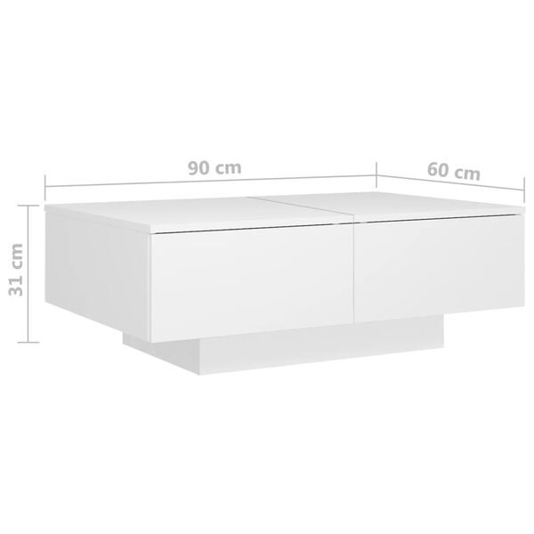 vidaXL Coffee Table White 90x60x31 cm Engineered Wood