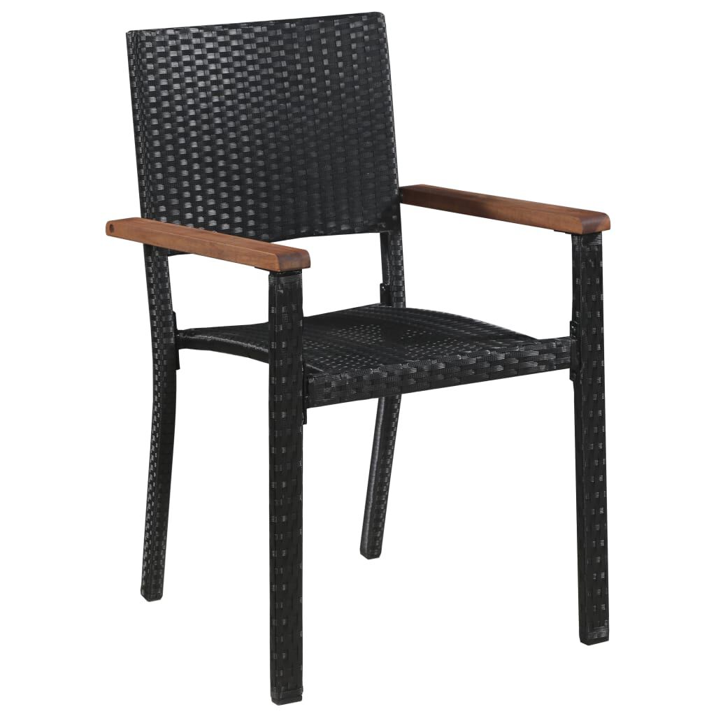 vidaXL 9 Piece Outdoor Dining Set Poly Rattan and Acacia Wood Black