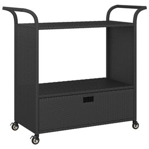 vidaXL Bar Cart with Drawer Black 100x45x97 cm Poly Rattan