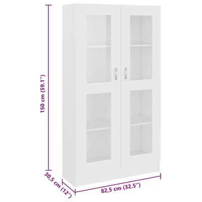 vidaXL Vitrine Cabinet White 82.5x30.5x150 cm Engineered Wood, white vidaXL Vitrine Cabinet White 82.5x30.5x150 cm Engineered Wood