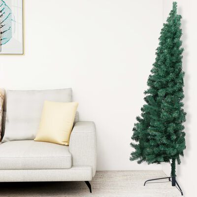 vidaXL Artificial Half Pre-lit Christmas Tree with Stand Green 120 cm PVC