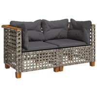 vidaXL Garden Sofas Corner with Cushions 2 pcs Grey Poly Rattan, grey vidaXL Garden Sofas Corner with Cushions 2 pcs Grey Poly Rattan