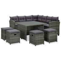 vidaXL 6 Piece Garden Lounge Set with Cushions Poly Rattan Grey, grey vidaXL 6 Piece Garden Lounge Set with Cushions Poly Rattan Grey