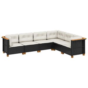 vidaXL 6 Piece Garden Sofa Set with Cushions Grey Poly Rattan