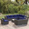 vidaXL 10 Piece Garden Lounge Set with Cushions Poly Rattan Grey
