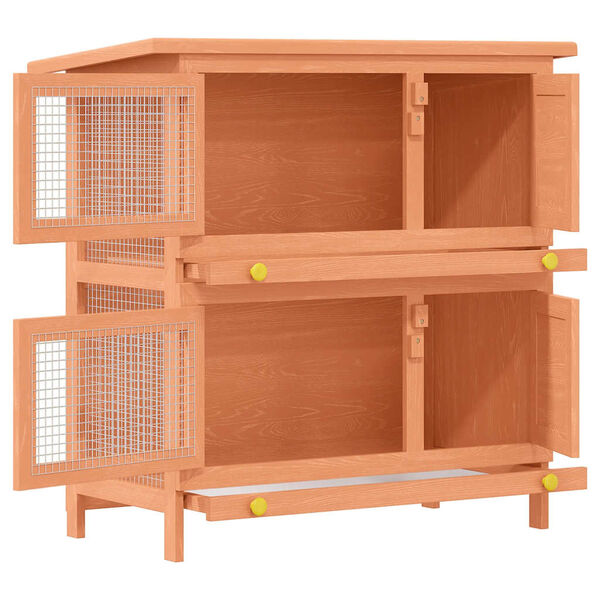 vidaXL Outdoor Rabbit Hutch Small Animal House Pet Cage 4 Doors Wood