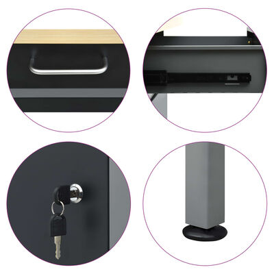 vidaXL Workbench Black 160x60x85 cm Steel,  vidaXL Workbench Black 160x60x85 cm Steel