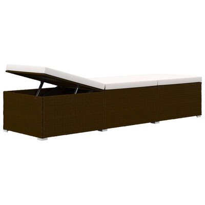 vidaXL Sun Lounger with Cushion and Tea Table Poly Rattan Brown, brown vidaXL Sun Lounger with Cushion and Tea Table Poly Rattan Brown