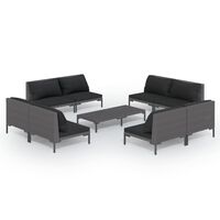vidaXL 9 Piece Garden Lounge Set with Cushions Poly Rattan Dark Grey