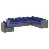 vidaXL 7 Piece Garden Lounge Set with Cushions Poly Rattan Grey