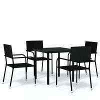 vidaXL 5 Piece Garden Dining Set Black