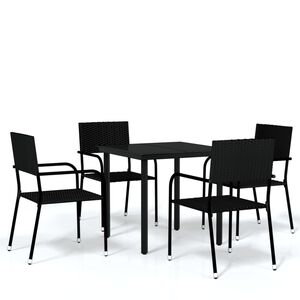 vidaXL 5 Piece Garden Dining Set Black