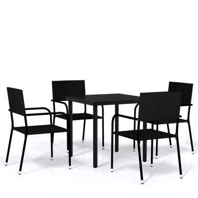 vidaXL 5 Piece Garden Dining Set Black, black vidaXL 5 Piece Garden Dining Set Black