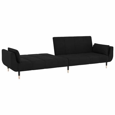 vidaXL 2-Seater Sofa Bed with Two Pillows Black Velvet, black vidaXL 2-Seater Sofa Bed with Two Pillows Black Velvet
