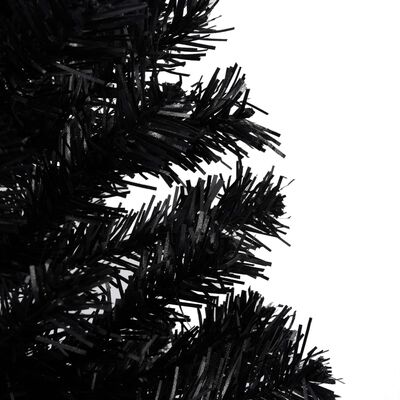 vidaXL Artificial Pre-lit Christmas Tree with Stand Black 210 cm PVC