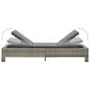 vidaXL Sunbed with Cushion Grey Poly Rattan
