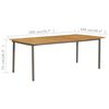 vidaXL Garden Table 200x100x72cm Solid Acacia Wood and Steel