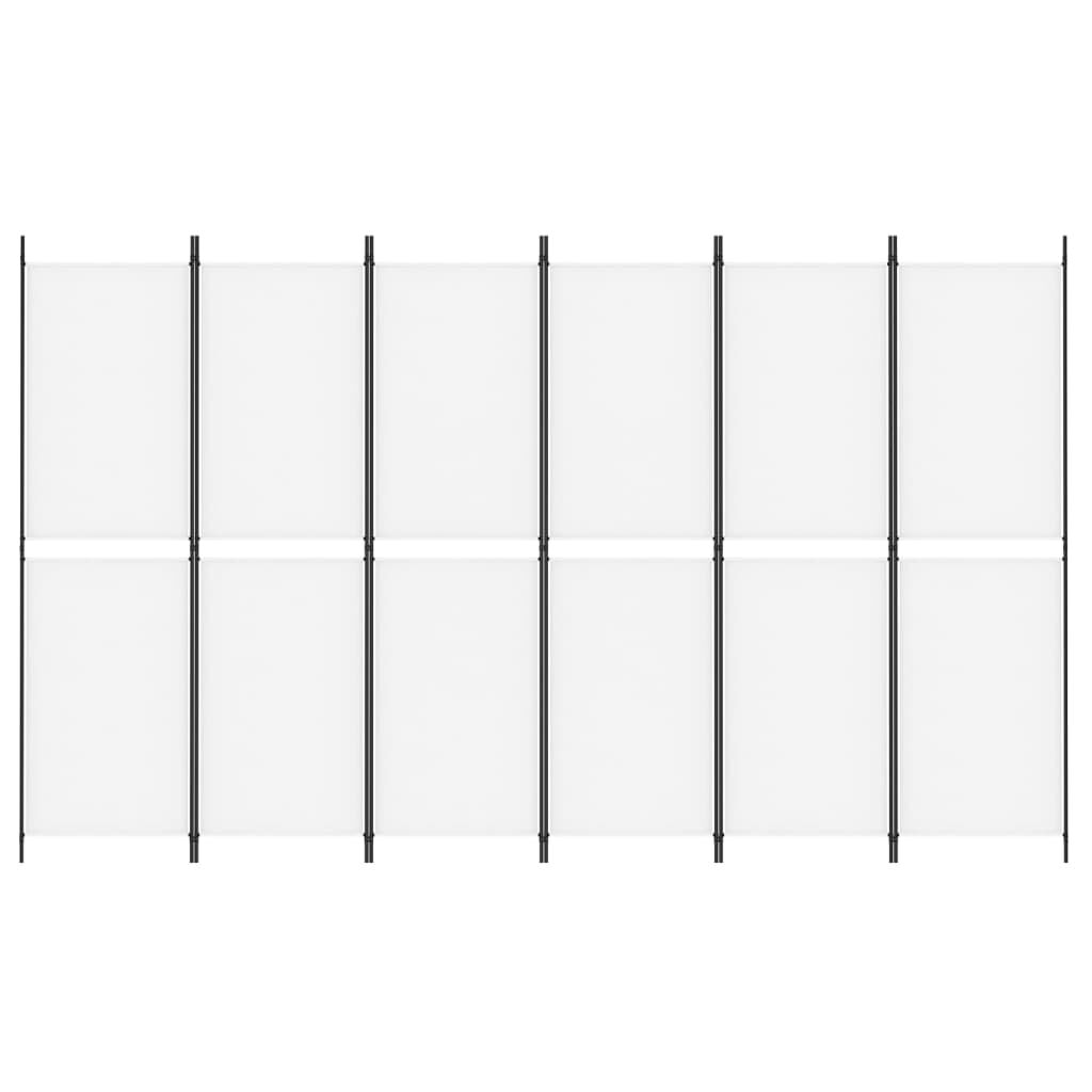vidaXL 6-Panel Room Divider White 300x180 cm Fabric