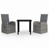 vidaXL 3 Piece Garden Dining Set with Cushions Grey