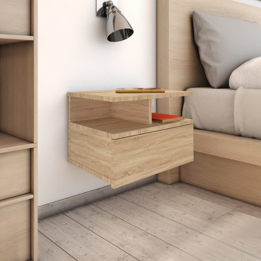 vidaXL Floating Nightstands 2 pcs Sonoma Oak 40x31x27cm Engineered Wood