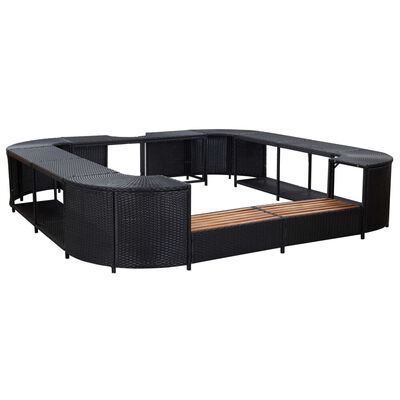 vidaXL Square Spa Surround Black 268 x 268 x 55 cm Poly Rattan, black vidaXL Square Spa Surround Black 268 x 268 x 55 cm Poly Rattan