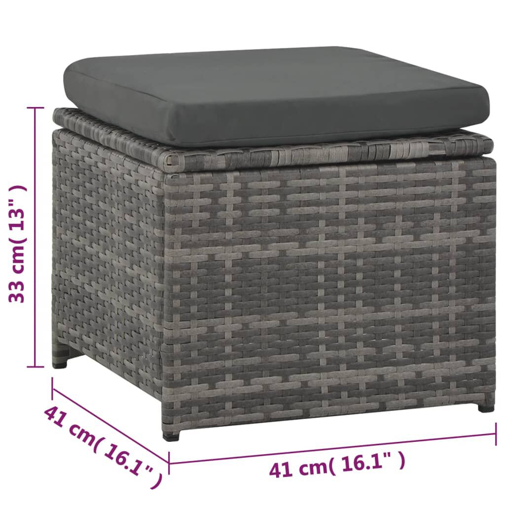 vidaXL 6 Piece Garden Lounge Set with Cushions Poly Rattan Grey