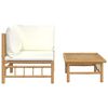vidaXL 2 Piece Garden Lounge Set with Cream White Cushions Bamboo