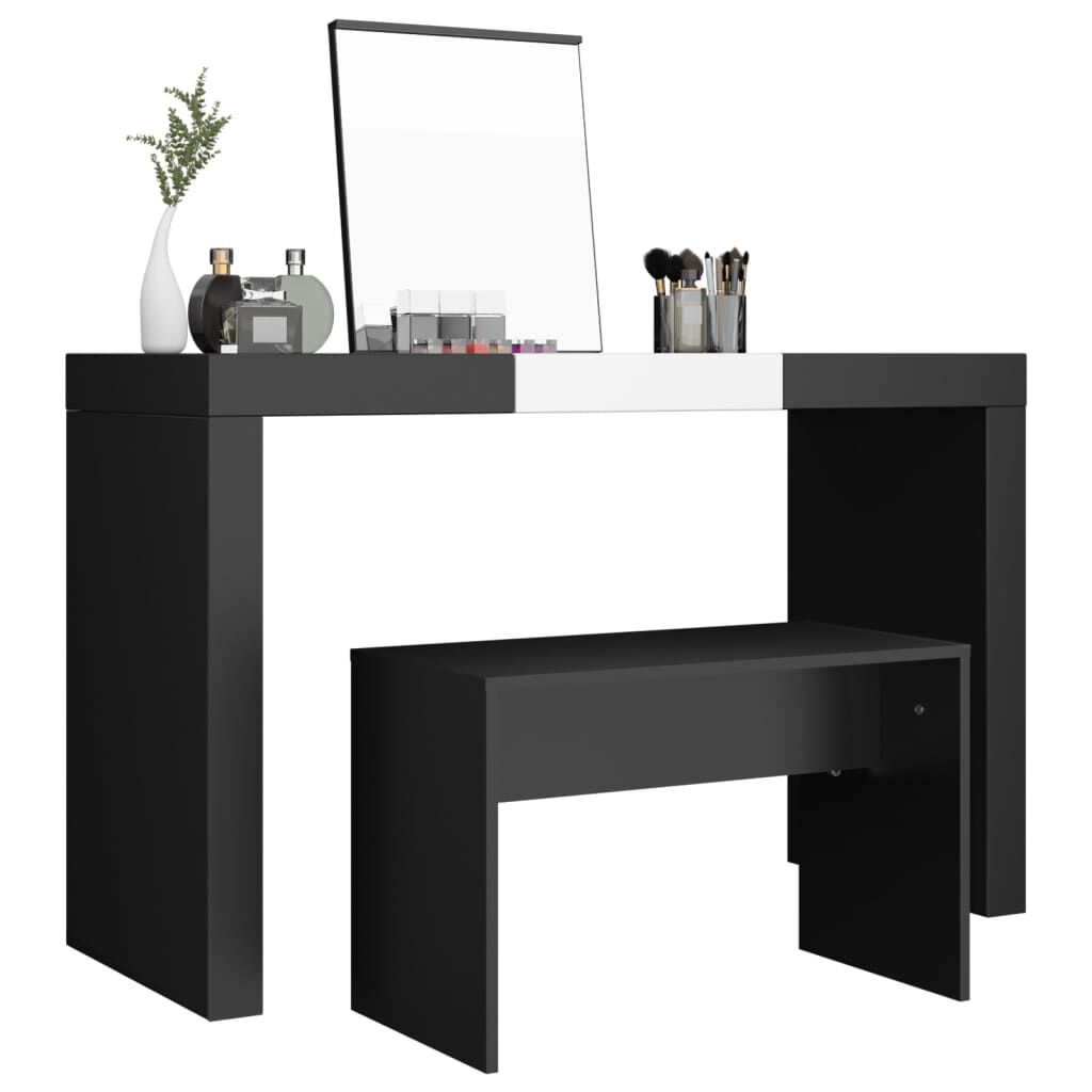 vidaXL Dressing Stool Black 70x35x45 cm Engineered Wood