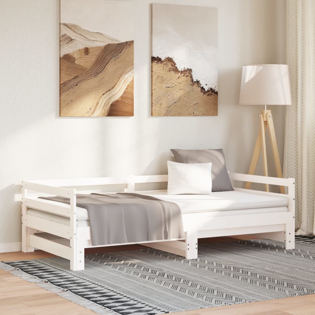 vidaXL Pull-out Day Bed without Mattress White 90x200 cm