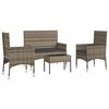 vidaXL 4 Piece Garden Lounge Set with Cushions Grey Poly Rattan