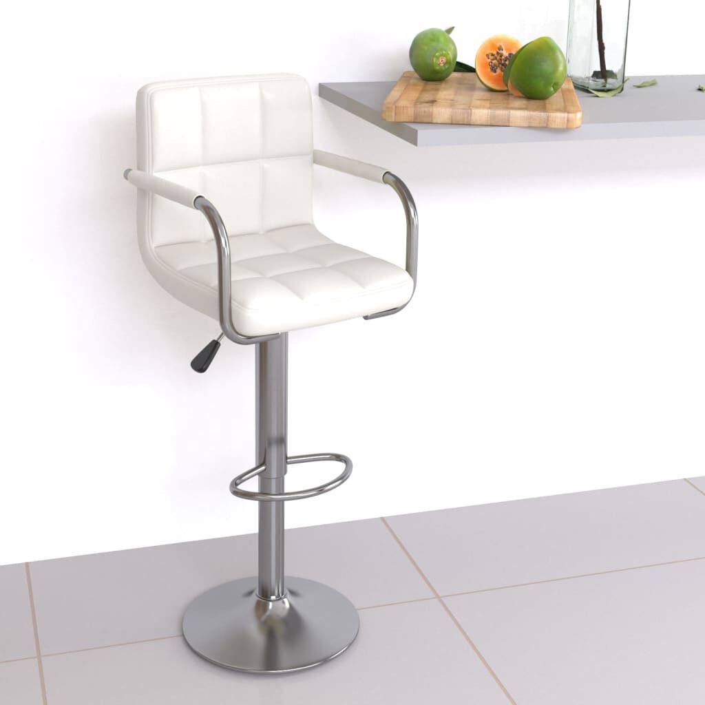 vidaXL Bar Stool White Faux Leather