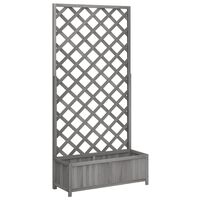 vidaXL Planter with Trellis Grey Solid Wood Fir, grey vidaXL Planter with Trellis Grey Solid Wood Fir