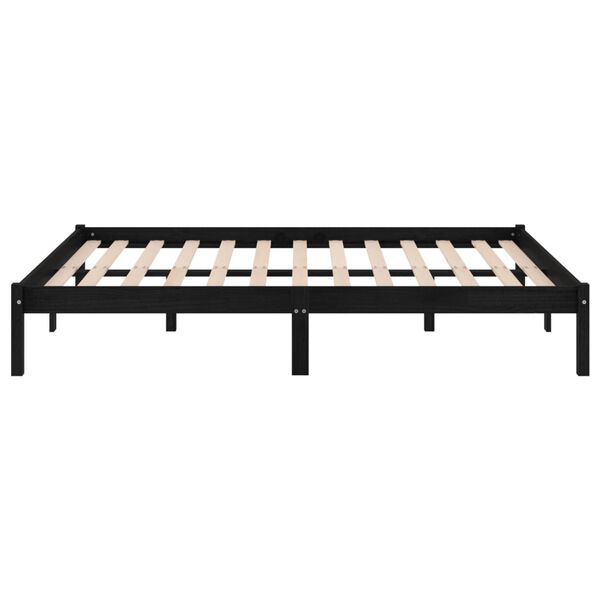 vidaXL Bed Frame without Mattress Black Solid Wood 200x200 cm