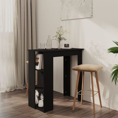 vidaXL Bar Table with Shelf Black 102x50x103.5 cm Engineered Wood, black vidaXL Bar Table with Shelf Black 102x50x103.5 cm Engineered Wood