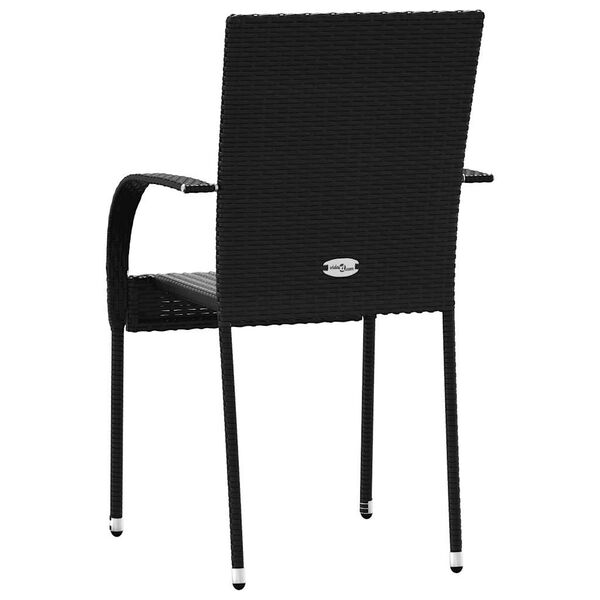 vidaXL Stackable Outdoor Chairs 2 pcs Poly Rattan Black