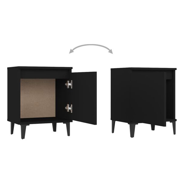 vidaXL Bed Cabinets with Metal Legs Black 40x30x50 cm