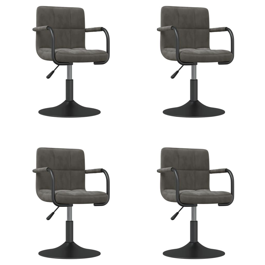 vidaXL Swivel Dining Chairs 4 pcs Dark Grey Velvet