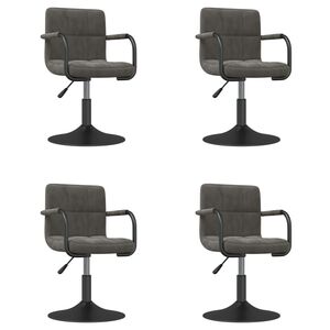 vidaXL Swivel Dining Chairs 4 pcs Dark Grey Velvet